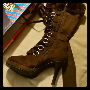 Brown Microfiber Boots